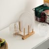 Basicwise Set of 2 Bamboo Wooden Dish Drainer Rack, Plate Rack, And Drying Drainer, 2 Grid QI004355B.2